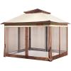 imageVEVOR Patio Gazebo for 68 Person 10 x 10 FT Backyard Gazebo with Mosquito Netting Metal Frame and PU Coated 180G Polyester Outdoor Canopy Shelter for Patio Backyard Lawn Garden DeckBrown