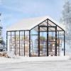 imageVEVOR Polycarbonate Greenhouse 8 x 14 Ft Outdoor Greenhouse with 2 Vent Windows Pavilion Styled Greenhouse with Hinged Door Aluminum Large Walkin Greenhouse Kit for Outside Garden Backyard810 Ft