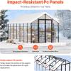 imageVEVOR Polycarbonate Greenhouse 8 x 14 Ft Outdoor Greenhouse with 2 Vent Windows Pavilion Styled Greenhouse with Hinged Door Aluminum Large Walkin Greenhouse Kit for Outside Garden Backyard814 Ft