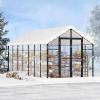 imageVEVOR Polycarbonate Greenhouse 8 x 14 Ft Outdoor Greenhouse with 2 Vent Windows Pavilion Styled Greenhouse with Hinged Door Aluminum Large Walkin Greenhouse Kit for Outside Garden Backyard814 Ft