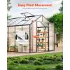 imageVEVOR Polycarbonate Greenhouse 8 x 14 Ft Outdoor Greenhouse with 2 Vent Windows Pavilion Styled Greenhouse with Hinged Door Aluminum Large Walkin Greenhouse Kit for Outside Garden Backyard812 Ft