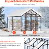 imageVEVOR Polycarbonate Greenhouse 8 x 14 Ft Outdoor Greenhouse with 2 Vent Windows Pavilion Styled Greenhouse with Hinged Door Aluminum Large Walkin Greenhouse Kit for Outside Garden Backyard810 Ft