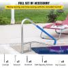 imageVEVOR Pool Rail 55x32 Pool Railing 304 Stainless Steel 250LBS Load Capacity Silver Rustproof Pool Handrail Humanized Swimming Pool Handrail with Blue Grip Cover ampamp M8 Drill Bit ampamp SelfTaping Screws54x36 Inch