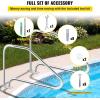 imageVEVOR Pool Rail 55x32 Pool Railing 304 Stainless Steel 250LBS Load Capacity Silver Rustproof Pool Handrail Humanized Swimming Pool Handrail with Blue Grip Cover ampamp M8 Drill Bit ampamp SelfTaping Screws494X34