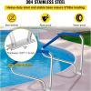 imageVEVOR Pool Rail 55x32 Pool Railing 304 Stainless Steel 250LBS Load Capacity Silver Rustproof Pool Handrail Humanized Swimming Pool Handrail with Blue Grip Cover ampamp M8 Drill Bit ampamp SelfTaping Screws494X34