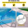 imageVEVOR Pool Rail 55x32 Pool Railing 304 Stainless Steel 250LBS Load Capacity Silver Rustproof Pool Handrail Humanized Swimming Pool Handrail with Blue Grip Cover ampamp M8 Drill Bit ampamp SelfTaping Screws55 x 32 Inch