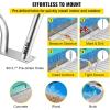 imageVEVOR Pool Rail 55x32 Pool Railing 304 Stainless Steel 250LBS Load Capacity Silver Rustproof Pool Handrail Humanized Swimming Pool Handrail with Blue Grip Cover ampamp M8 Drill Bit ampamp SelfTaping Screws39x32 Inch