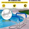 imageVEVOR Pool Rail 55x32 Pool Railing 304 Stainless Steel 250LBS Load Capacity Silver Rustproof Pool Handrail Humanized Swimming Pool Handrail with Blue Grip Cover ampamp M8 Drill Bit ampamp SelfTaping Screws32x225 Inch
