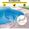 imageVEVOR Pool Rail 55x32 Pool Railing 304 Stainless Steel 250LBS Load Capacity Silver Rustproof Pool Handrail Humanized Swimming Pool Handrail with Blue Grip Cover ampamp M8 Drill Bit ampamp SelfTaping Screws30x22 Inch