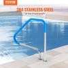 imageVEVOR Pool Rail 55x32 Pool Railing 304 Stainless Steel 250LBS Load Capacity Silver Rustproof Pool Handrail Humanized Swimming Pool Handrail with Blue Grip Cover ampamp M8 Drill Bit ampamp SelfTaping Screws46x37 Inch