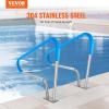 imageVEVOR Pool Rail 55x32 Pool Railing 304 Stainless Steel 250LBS Load Capacity Silver Rustproof Pool Handrail Humanized Swimming Pool Handrail with Blue Grip Cover ampamp M8 Drill Bit ampamp SelfTaping Screws48x36 Inch 2 Pack