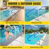 imageVEVOR Pool Rail 55x32 Pool Railing 304 Stainless Steel 250LBS Load Capacity Silver Rustproof Pool Handrail Humanized Swimming Pool Handrail with Blue Grip Cover ampamp M8 Drill Bit ampamp SelfTaping Screws55 x 32 Inch