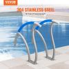imageVEVOR Pool Rail 55x32 Pool Railing 304 Stainless Steel 250LBS Load Capacity Silver Rustproof Pool Handrail Humanized Swimming Pool Handrail with Blue Grip Cover ampamp M8 Drill Bit ampamp SelfTaping Screws30x30 Inch 2 Pack