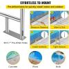 imageVEVOR Pool Rail 55x32 Pool Railing 304 Stainless Steel 250LBS Load Capacity Silver Rustproof Pool Handrail Humanized Swimming Pool Handrail with Blue Grip Cover ampamp M8 Drill Bit ampamp SelfTaping Screws55 x 32 Inch