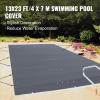 imageVEVOR Pool Safety Cover Fits 16x32ft Rectangular Inground Winter Swimming Pools with 4x8ft Center End Step Triple Stitched High Strength Mesh PP Great Rain Permeability Installation HardwareCharcoal