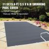 imageVEVOR Pool Safety Cover Fits 16x32ft Rectangular Inground Winter Swimming Pools with 4x8ft Center End Step Triple Stitched High Strength Mesh PP Great Rain Permeability Installation HardwareCharcoal