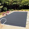 imageVEVOR Pool Safety Cover Fits 16x32ft Rectangular Inground Winter Swimming Pools with 4x8ft Center End Step Triple Stitched High Strength Mesh PP Great Rain Permeability Installation HardwareCharcoal