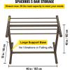 imageVEVOR Pool Towel Rack 5 Bar Brown Freestanding Outdoor PVC TShape Poolside Storage Organizer Include 8 Towel Clips Mesh Bag Hook Also Stores Floats and Paddles for Beach Swimming Pool HomeBrown
