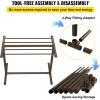 imageVEVOR Pool Towel Rack 5 Bar Brown Freestanding Outdoor PVC TShape Poolside Storage Organizer Include 8 Towel Clips Mesh Bag Hook Also Stores Floats and Paddles for Beach Swimming Pool HomeBrown