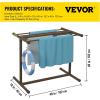 imageVEVOR Pool Towel Rack 5 Bar Brown Freestanding Outdoor PVC TShape Poolside Storage Organizer Include 8 Towel Clips Mesh Bag Hook Also Stores Floats and Paddles for Beach Swimming Pool HomeBrown