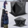 imageVEVOR PopUp Ice Fishing Tent  Portable HubStyle Shelter with Insulated ampamp NonInsulated Options Multiple Sizes for 1 to 8 Persons Waterproof Oxford Fabric Includes Anchors Ropes ampamp Carry BagBlack 12 Person Noninsulated Ice Fishing Tent