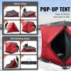 imageVEVOR PopUp Ice Fishing Tent  Portable HubStyle Shelter with Insulated ampamp NonInsulated Options Multiple Sizes for 1 to 8 Persons Waterproof Oxford Fabric Includes Anchors Ropes ampamp Carry BagRed 34 Person Insulated Ice Fishing Tent