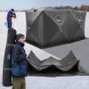 imageVEVOR PopUp Ice Fishing Tent  Portable HubStyle Shelter with Insulated ampamp NonInsulated Options Multiple Sizes for 1 to 8 Persons Waterproof Oxford Fabric Includes Anchors Ropes ampamp Carry BagBlack 68 Person Noninsulated Ice Fishing Tent