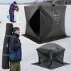 imageVEVOR PopUp Ice Fishing Tent  Portable HubStyle Shelter with Insulated ampamp NonInsulated Options Multiple Sizes for 1 to 8 Persons Waterproof Oxford Fabric Includes Anchors Ropes ampamp Carry BagBlack 34 Person Noninsulated Ice Fishing Tent