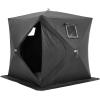imageVEVOR PopUp Ice Fishing Tent  Portable HubStyle Shelter with Insulated ampamp NonInsulated Options Multiple Sizes for 1 to 8 Persons Waterproof Oxford Fabric Includes Anchors Ropes ampamp Carry BagBlack 34 Person Noninsulated Ice Fishing Tent