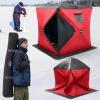 imageVEVOR PopUp Ice Fishing Tent  Portable HubStyle Shelter with Insulated ampamp NonInsulated Options Multiple Sizes for 1 to 8 Persons Waterproof Oxford Fabric Includes Anchors Ropes ampamp Carry BagRed 34 Person Insulated Ice Fishing Tent