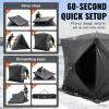 imageVEVOR PopUp Ice Fishing Tent  Portable HubStyle Shelter with Insulated ampamp NonInsulated Options Multiple Sizes for 1 to 8 Persons Waterproof Oxford Fabric Includes Anchors Ropes ampamp Carry BagBlack 34 Person Noninsulated Ice Fishing Tent