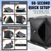 imageVEVOR PopUp Ice Fishing Tent  Portable HubStyle Shelter with Insulated ampamp NonInsulated Options Multiple Sizes for 1 to 8 Persons Waterproof Oxford Fabric Includes Anchors Ropes ampamp Carry BagBlack 12 Person Noninsulated Ice Fishing Tent
