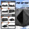 imageVEVOR PopUp Ice Fishing Tent  Portable HubStyle Shelter with Insulated ampamp NonInsulated Options Multiple Sizes for 1 to 8 Persons Waterproof Oxford Fabric Includes Anchors Ropes ampamp Carry BagBlack 68 Person Noninsulated Ice Fishing Tent