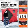 imageVEVOR PopUp Ice Fishing Tent  Portable HubStyle Shelter with Insulated ampamp NonInsulated Options Multiple Sizes for 1 to 8 Persons Waterproof Oxford Fabric Includes Anchors Ropes ampamp Carry BagRed 34 Person Insulated Ice Fishing Tent