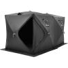 imageVEVOR PopUp Ice Fishing Tent  Portable HubStyle Shelter with Insulated ampamp NonInsulated Options Multiple Sizes for 1 to 8 Persons Waterproof Oxford Fabric Includes Anchors Ropes ampamp Carry BagBlack 68 Person Noninsulated Ice Fishing Tent