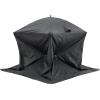 imageVEVOR PopUp Ice Fishing Tent  Portable HubStyle Shelter with Insulated ampamp NonInsulated Options Multiple Sizes for 1 to 8 Persons Waterproof Oxford Fabric Includes Anchors Ropes ampamp Carry BagBlack 34 Person Noninsulated Ice Fishing Tent