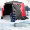 imageVEVOR PopUp Ice Fishing Tent  Portable HubStyle Shelter with Insulated ampamp NonInsulated Options Multiple Sizes for 1 to 8 Persons Waterproof Oxford Fabric Includes Anchors Ropes ampamp Carry BagRed 46 Person Insulated Ice Fishing Tent