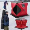 imageVEVOR PopUp Ice Fishing Tent  Portable HubStyle Shelter with Insulated ampamp NonInsulated Options Multiple Sizes for 1 to 8 Persons Waterproof Oxford Fabric Includes Anchors Ropes ampamp Carry BagRed 12 Person Insulated Ice Fishing Tent