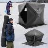 imageVEVOR PopUp Ice Fishing Tent  Portable HubStyle Shelter with Insulated ampamp NonInsulated Options Multiple Sizes for 1 to 8 Persons Waterproof Oxford Fabric Includes Anchors Ropes ampamp Carry BagBlack 34 Person Noninsulated Ice Fishing Tent