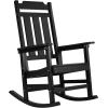 imageVEVOR Porch Rocker HIPS Outdoor Rocking Chair High Back Patio Rocking Chair with Smooth Armrests Supports up to 400 lbs for Garden Balcony Porch Black2PC Rocking Chair