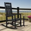 imageVEVOR Porch Rocker HIPS Outdoor Rocking Chair High Back Patio Rocking Chair with Smooth Armrests Supports up to 400 lbs for Garden Balcony Porch Black1PC Rocking Chair