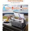 imageVEVOR Portable Car Refrigerator 12 Volt Car Refrigerator Fridge 58 L  615 QT Dual Zone Portable Freezer 468 Adjustable Temperature Compressor Cooler for Home Outdoor Camping RV Car423QT Dual Zone with Handle