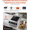 imageVEVOR Portable Commercial Cooktop 3500W Induction Burner with 11 Temperature Settings Stainless Steel Countertop Induction Hot Plate with 3H Timer Child Lock for Restaurant CookingCommercial