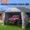 imageVEVOR Portable Shed Storage Shelter Outdoor 10x10x85 ft Heavy Duty Instant Storage Tent Tarp Sheds with Rollup Zipper Door and Ventilated Windows for Motorcycle Bike Garden ToolsGrey 10x15 FT