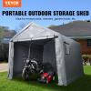 imageVEVOR Portable Shed Storage Shelter Outdoor 10x10x85 ft Heavy Duty Instant Storage Tent Tarp Sheds with Rollup Zipper Door and Ventilated Windows for Motorcycle Bike Garden ToolsGray