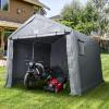 imageVEVOR Portable Shed Storage Shelter Outdoor 10x10x85 ft Heavy Duty Instant Storage Tent Tarp Sheds with Rollup Zipper Door and Ventilated Windows for Motorcycle Bike Garden ToolsGray