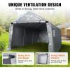 imageVEVOR Portable Shed Storage Shelter Outdoor 10x10x85 ft Heavy Duty Instant Storage Tent Tarp Sheds with Rollup Zipper Door and Ventilated Windows for Motorcycle Bike Garden ToolsGrey 10x15 FT