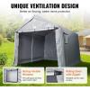 imageVEVOR Portable Shed Storage Shelter Outdoor 10x10x85 ft Heavy Duty Instant Storage Tent Tarp Sheds with Rollup Zipper Door and Ventilated Windows for Motorcycle Bike Garden ToolsGray