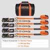 imageVEVOR Ratchet Tie Down Straps Kit 2quot x 120quot Tire Straps 5512 LBS Working Load 11023 LBS Breaking Strength Car Tie Down Straps with Snap Hooks for Passenger Car Truck Trailer 4PackHeavy Duty Ratchets