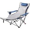 imageVEVOR Reclining Camping Chair 4 Adjustable Positions Portable Folding Lounger for Adults Mesh Beach Chair with Headrest ampamp Foot Rest Supports 220 lbs Heavy Duty Camp Chairs for Patio GreenBlue